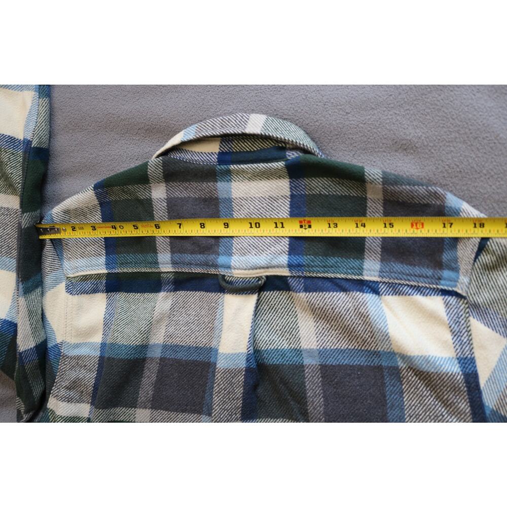 ORVIS Mens Medium Blue Green Plaid Flannel Shirt Long Sleeve Button Down Flap - Picture 7 of 16